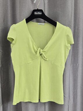 Lime Green Tie Front Top Short Sleeve Stretch Marella Size M